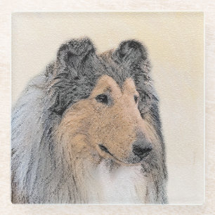 Dessous-de-verre En Verre Collie (Rough) Peinture - Cute Original Chien Art
