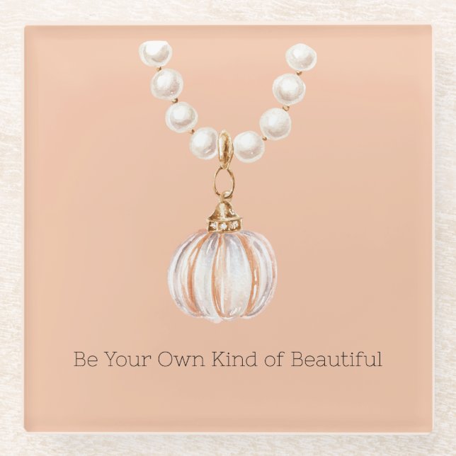 Dessous-de-verre En Verre Collier citrouille perle (Devant)
