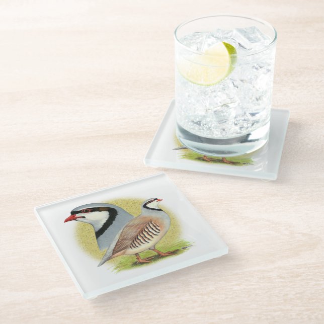 Dessous-de-verre En Verre Combo de perdrix de Chukar (Incliné)