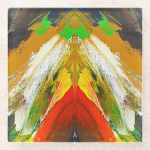 Dessous-de-verre En Verre Composition de coup de pinceau abstrait aléatoire