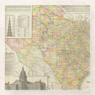 Dessous-de-verre En Verre Comté de large échelle et carte de chemin de fer
