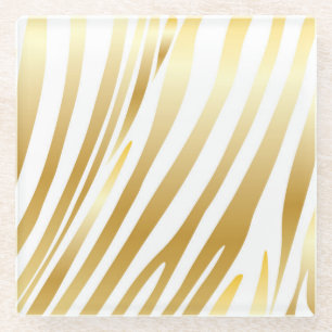 Dessous-de-verre En Verre Conception à la mode de motif d'or de rayures de