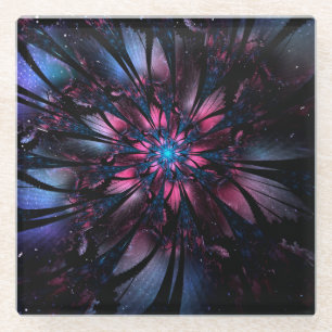 Dessous-de-verre En Verre Conception Abstraite des fleurs fractales.