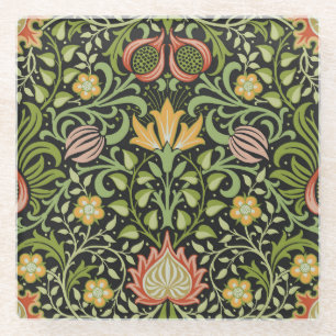 Dessous-de-verre En Verre Conception botanique florale persane de William Mo