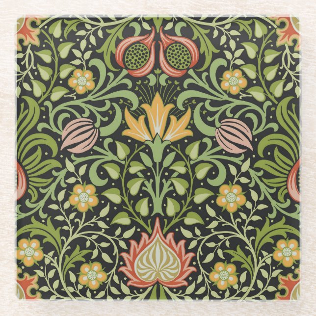 Dessous-de-verre En Verre Conception botanique florale persane de William Mo (Devant)