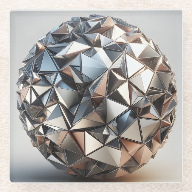 Dessous-de-verre En Verre conception de boule de reflets métalliques (Devant)