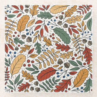Dessous-de-verre En Verre Conception de Carré feuille couleur automne