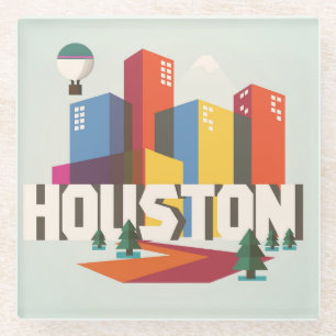 Dessous-de-verre En Verre Conception de Houston, paysage urbain du Texas  