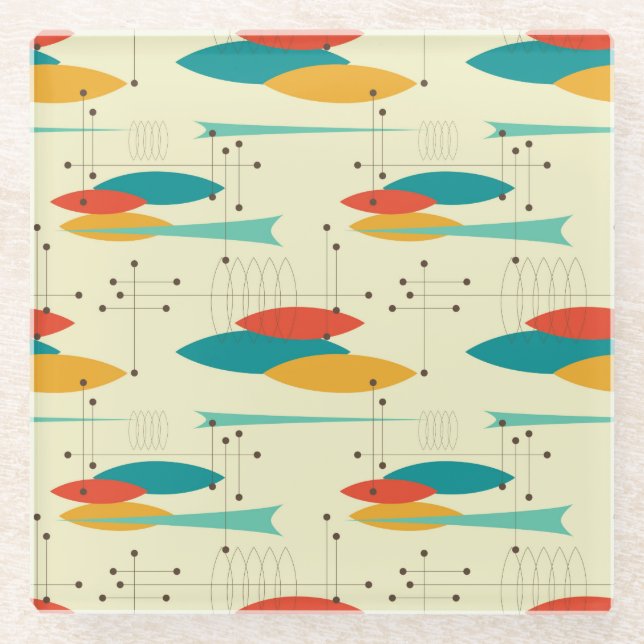 Dessous-de-verre En Verre Conception de lignes elliptiques du milieu du sièc (Devant)