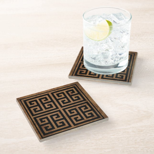 Dessous-de-verre En Verre Conception de motif clé grec (Incliné)