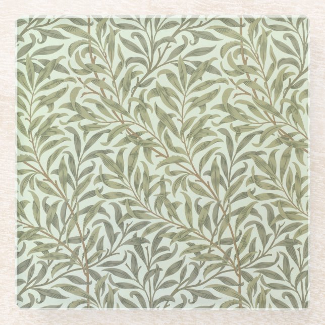 Dessous-de-verre En Verre Conception de papier peint "de branche de saule", (Devant)