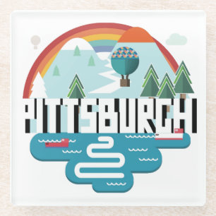 Dessous-de-verre En Verre Conception de Pittsburgh, paysage urbain de la