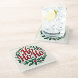 Dessous-de-verre En Verre Conception de typographie de couronne de Noël Ho H