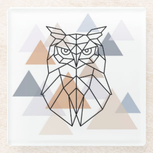 Dessous-de-verre En Verre Conception géométrique de hibou