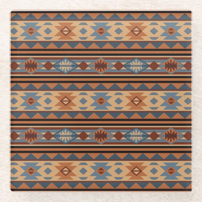 Dessous-de-verre En Verre Conception sud-ouest Adobe Grey Brown Tribal Motif (Devant)