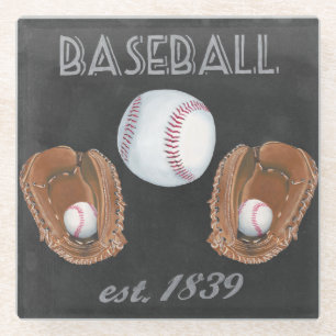 Dessous-de-verre En Verre Conception vintage du tableau de baseball