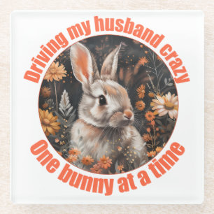 Dessous-de-verre En Verre Conduire Mon Mari Dingue... Lapin