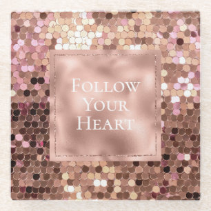 Dessous-de-verre En Verre Confetti rose Gold Blush Rose