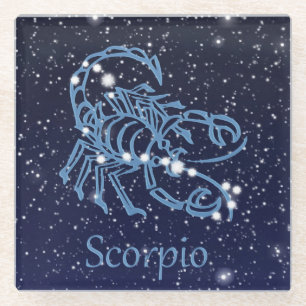 Dessous-de-verre En Verre Constellation du Scorpion et signe du zodiaque ave