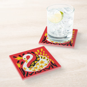 Dessous-de-verre En Verre Conte fée de style russe Swan royal couronné