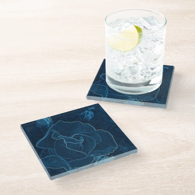 Dessous-de-verre En Verre contour bleu rose (Incliné)