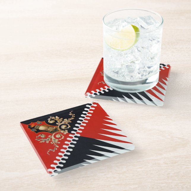 Dessous-de-verre En Verre Contrada Priora della Civetta (Owl) Palio di Siena (Incliné)