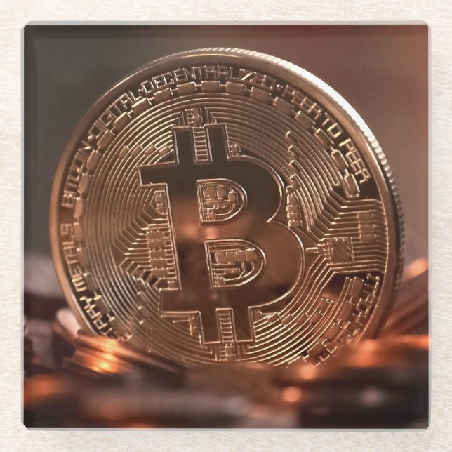 Dessous-de-verre En Verre Cool et stash Bitcoin brillant (Devant)