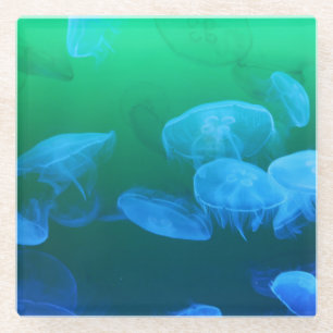 Dessous-de-verre En Verre Cool Jellyfish Green Blue Gradient