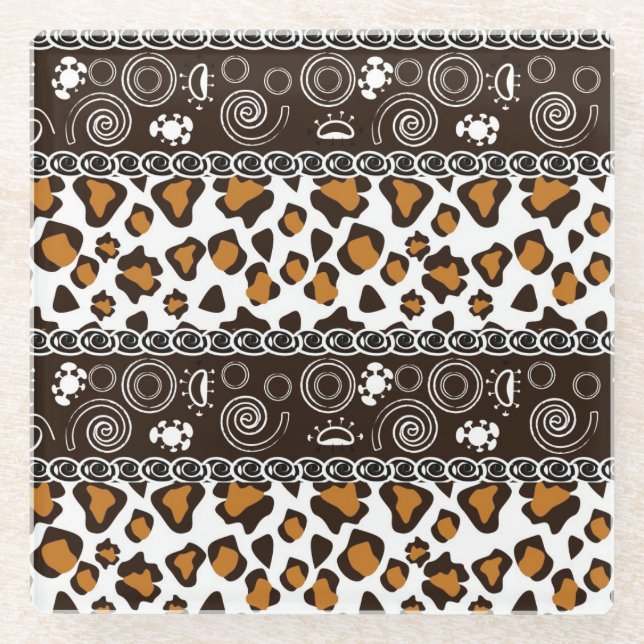 Dessous-de-verre En Verre Copie africaine avec le motif de peau de guépard (Devant)