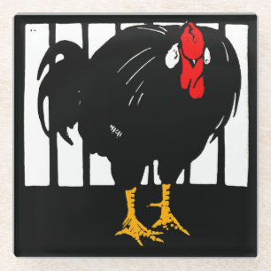Dessous-de-verre En Verre Coq animal de la ferme de coupe victorienne