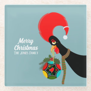 Dessous-de-verre En Verre Coq portugais et saint Bauble de Noël