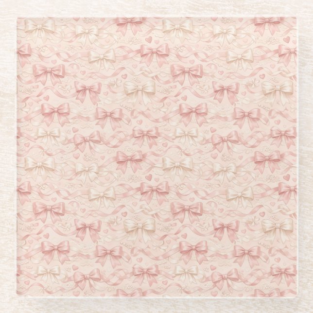 Dessous-de-verre En Verre Coquette Bow Pattern (Devant)