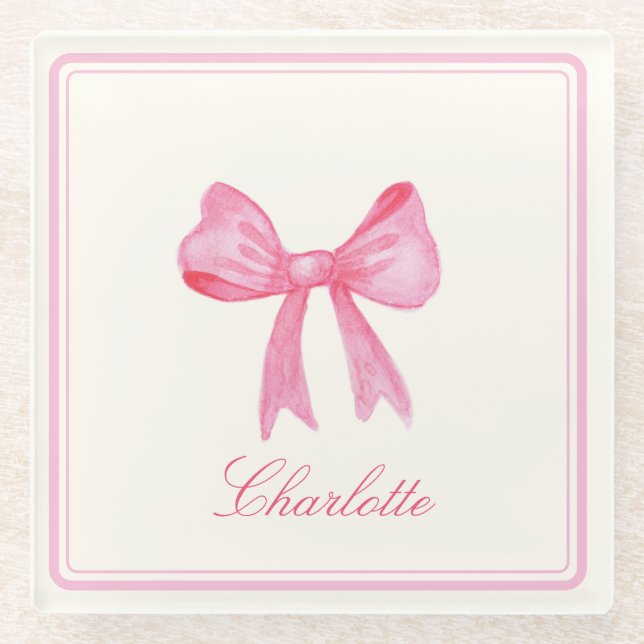 Dessous-de-verre En Verre Coquette Rose Bow (Devant)