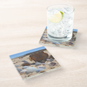 Dessous-de-verre En Verre Coquillages sur la plage par Shirley Taylor
