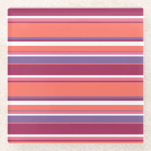 Dessous-de-verre En Verre Corail vivant, bandes rouge et violet