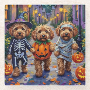 Dessous-de-verre En Verre Costume d'Halloween pour chiens Cockapoo allant ch