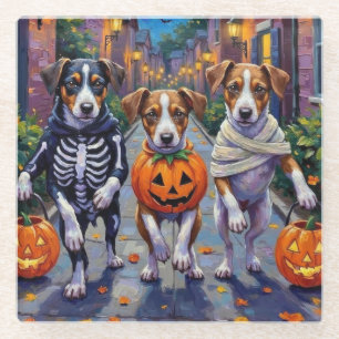 Dessous-de-verre En Verre Costumes d'Halloween pour Jack Russell en quête de