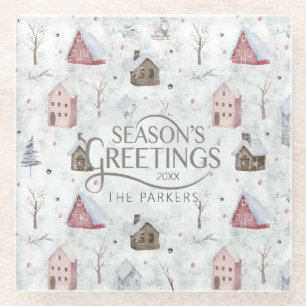 Dessous-de-verre En Verre Cosy Home Christmas Pink ID985