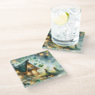 Dessous-de-verre En Verre Cottage de Fée Trèfle Lumineux