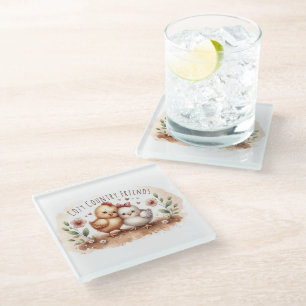 Dessous-de-verre En Verre Cottagecore aquarelle du duo de poussins fantaisis