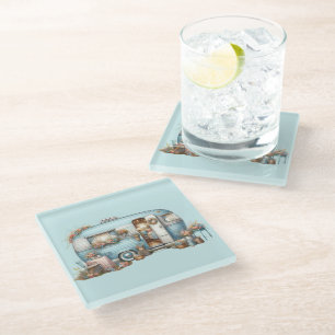 Dessous-de-verre En Verre Cottagecore Camper Vintage Floral Accents Boho