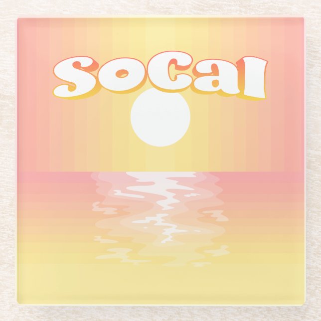 Dessous-de-verre En Verre Coucher de soleil SoCal (Devant)