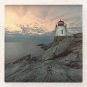 Dessous-de-verre En Verre Coucher du soleil au phare de colline de château