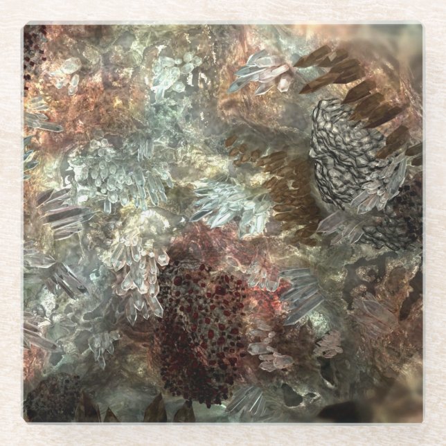 Dessous-de-verre En Verre Couches de cristaux Brown coupées (Devant)