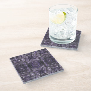 Dessous-de-verre En Verre Couloirs Art Abstrait Aquarelle Violet Foncé