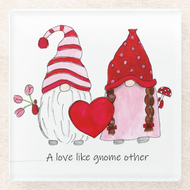 Dessous-de-verre En Verre Couple Valentine Un amour comme un gnome autre (Devant)