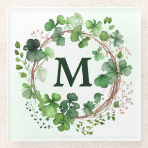 Dessous-de-verre En Verre Couronne de trèfle vert aquarelle Saint Patrick
