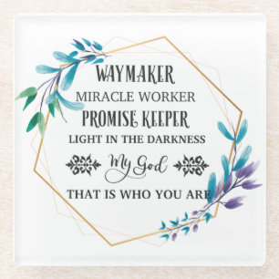 Dessous-de-verre En Verre Couronne florale bleue chrétienne