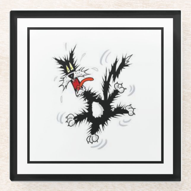 Dessous-de-verre En Verre Crazy Cat (Devant)