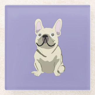 Dessous-de-verre En Verre Cream French Bulldog, 